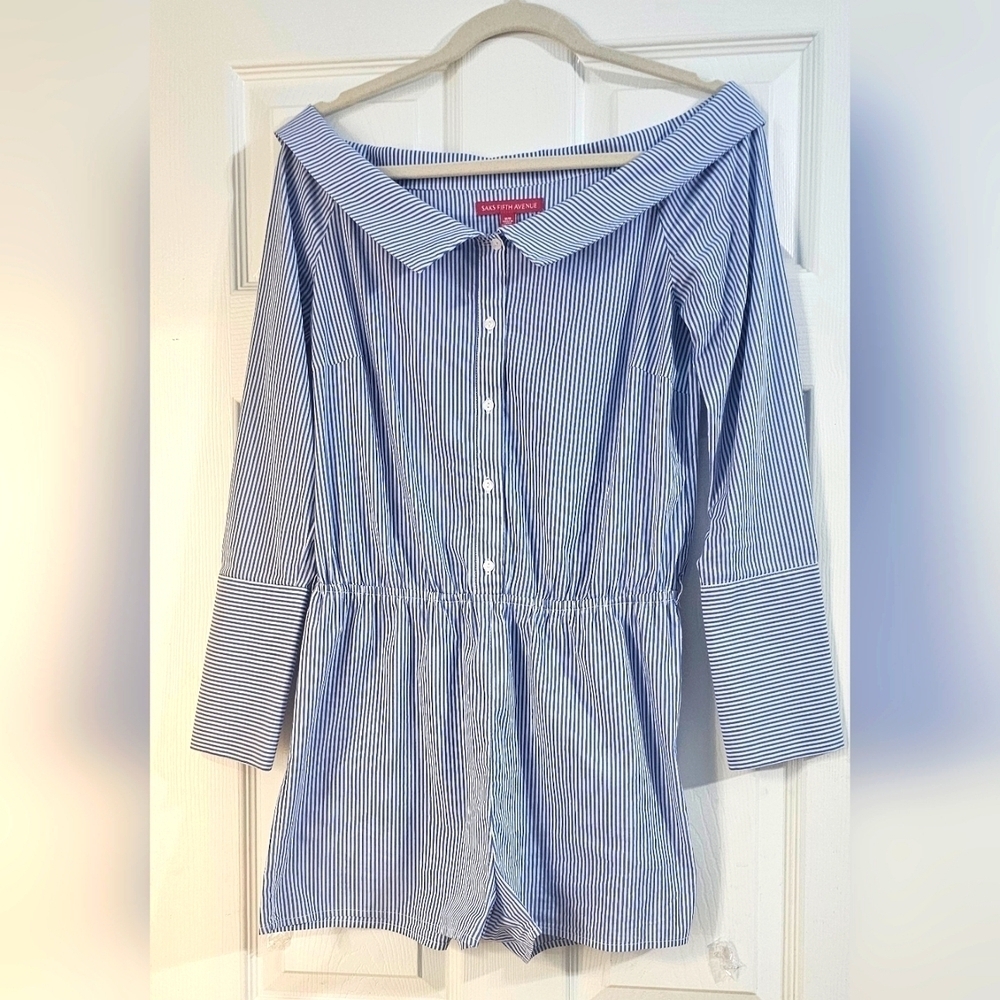 Saks Fifth Avenue Off Shoulder Striped Romper Size M